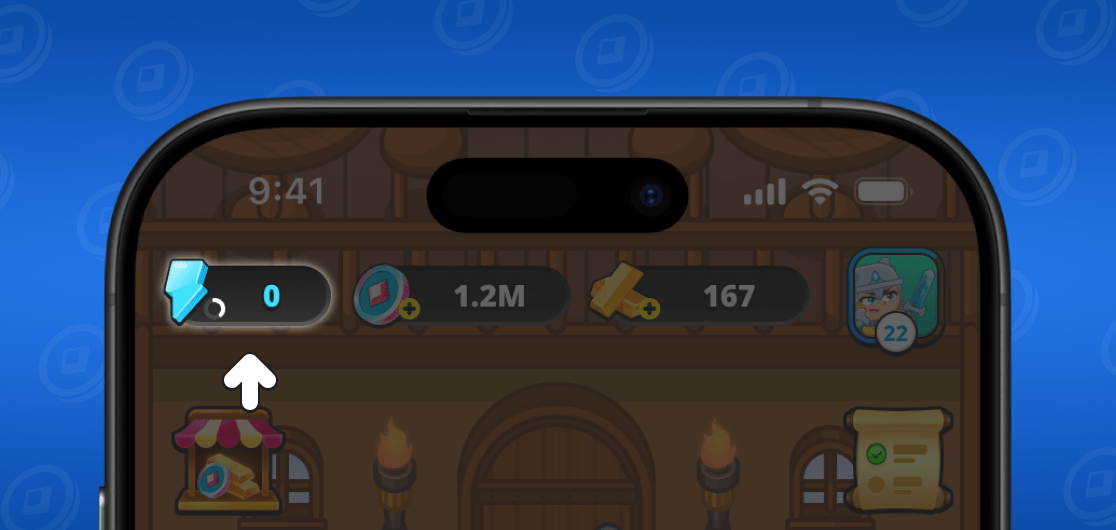 Here you can see when energy is replenished.