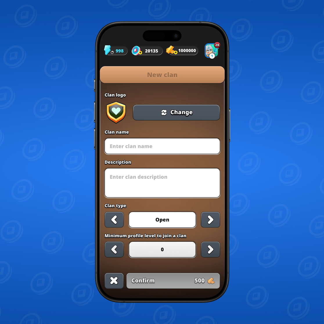 Configuración de la información del clan