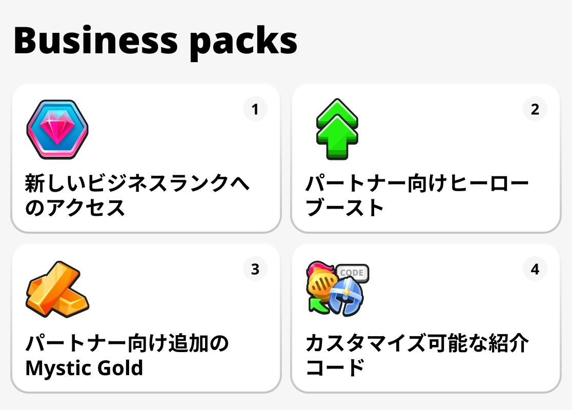 ビジネスパックは何を提供しますか？