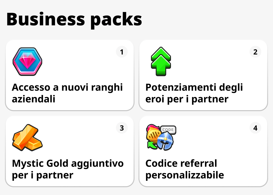 Cosa sono i Business Pack in Mystique Fusion