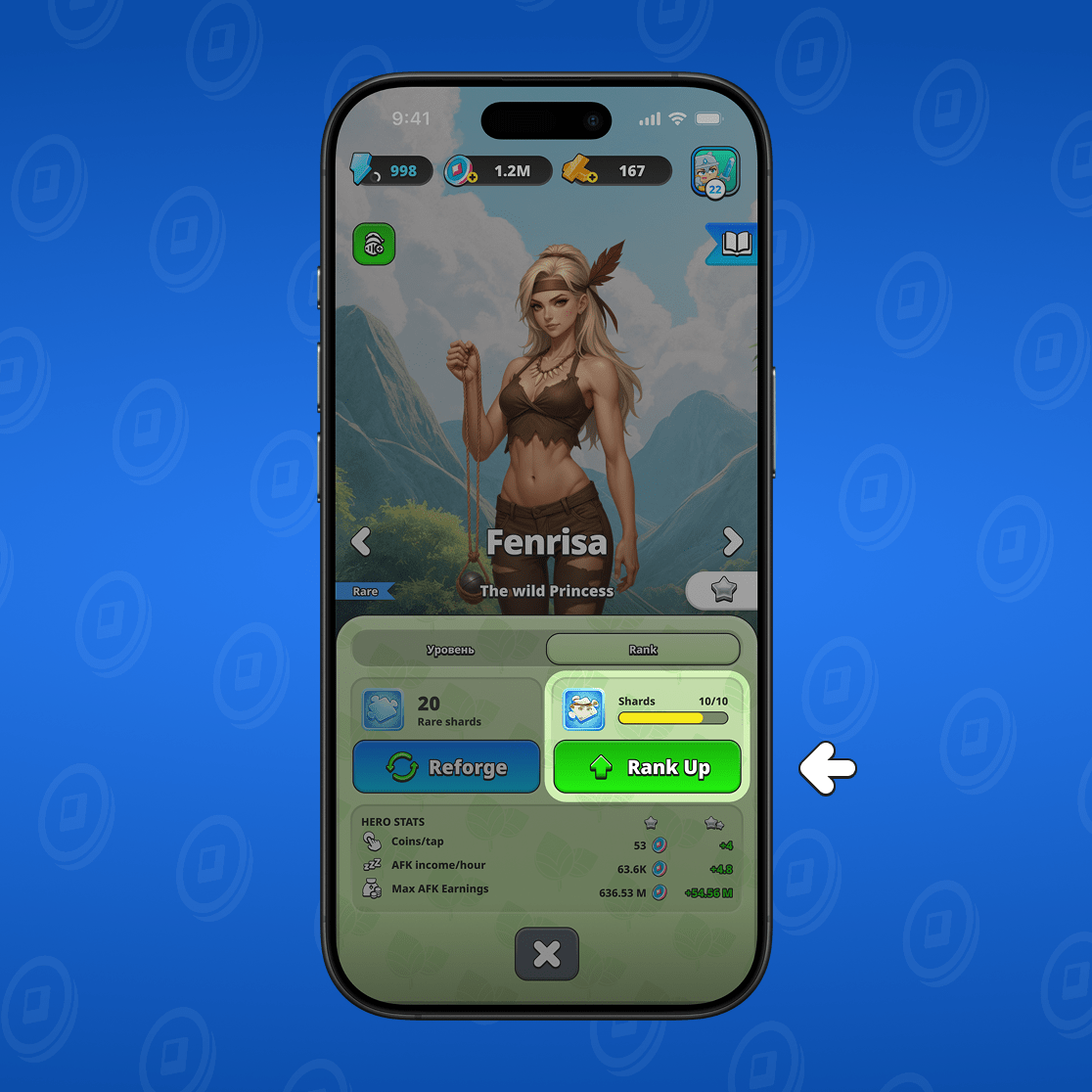 Aumenta il grado dell'eroe