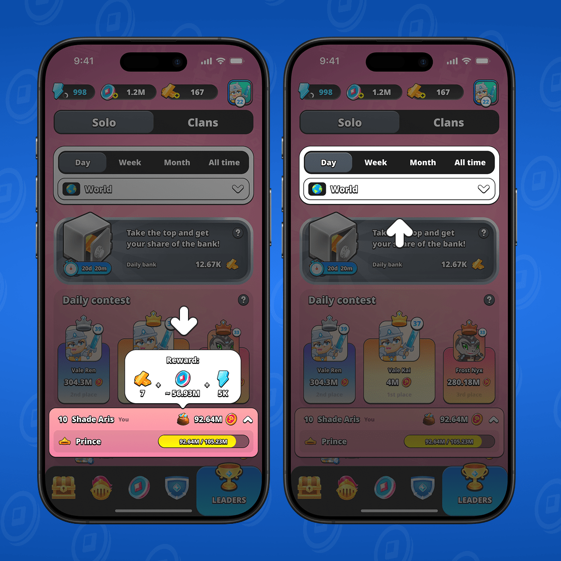 Di sini Anda akan melihat hadiah yang menanti Anda dan wilayahnya.