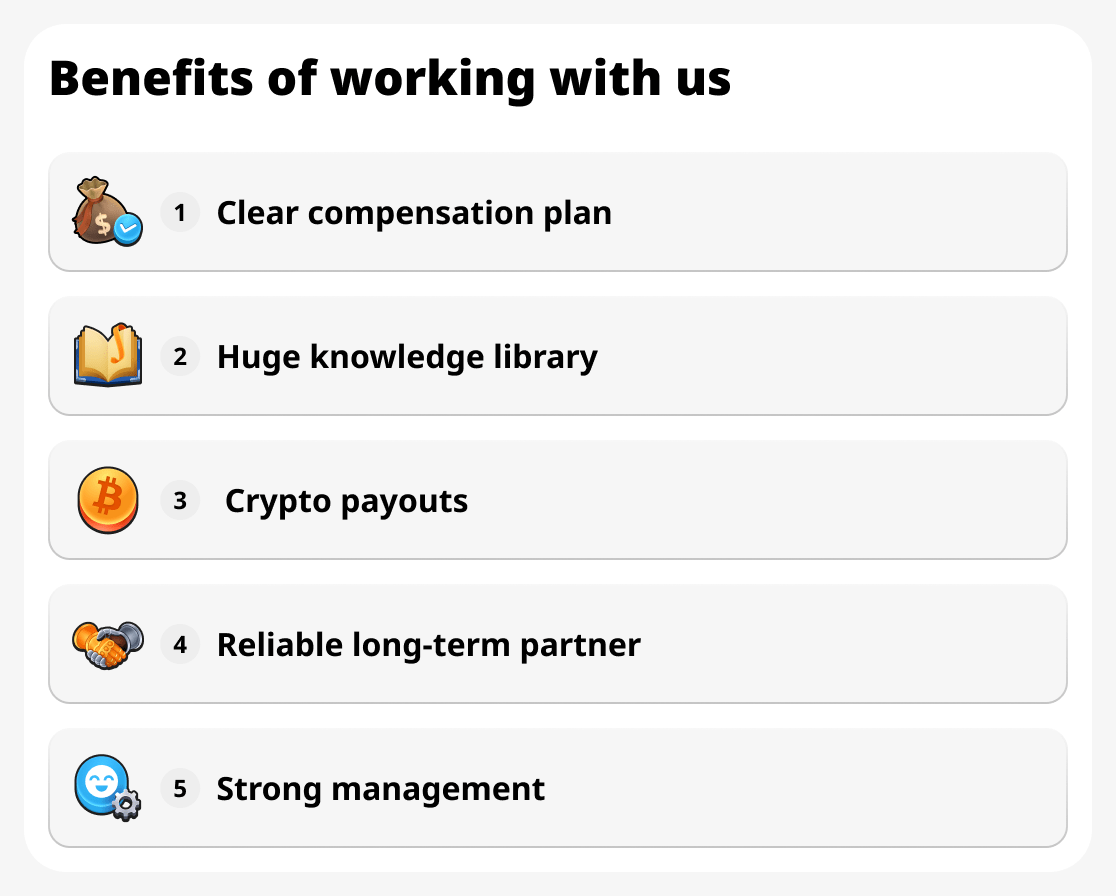 Avantages de travailler avec nous