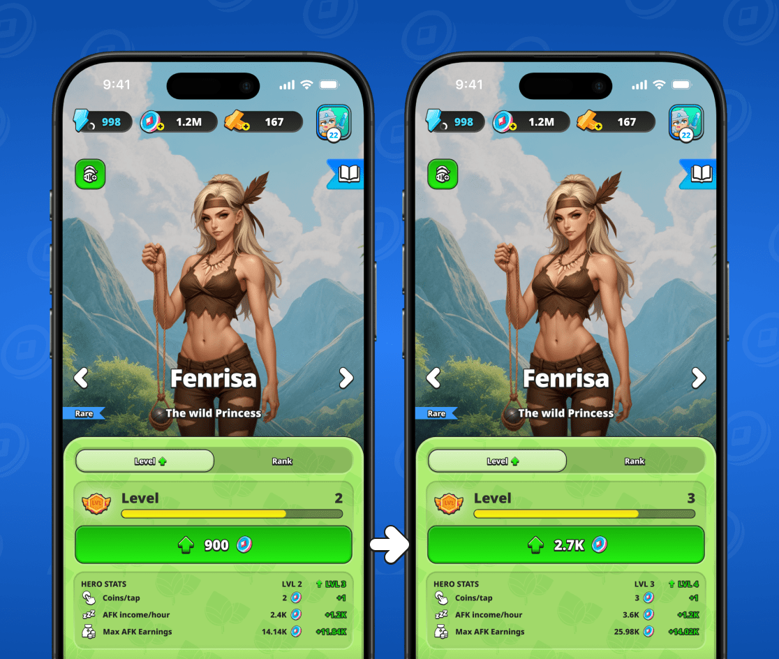 ヒーローをレベルアップ