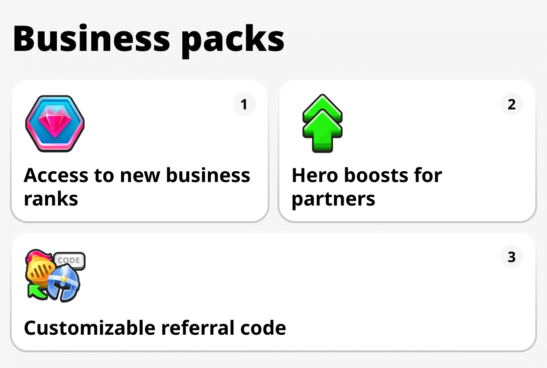 What are business packs in mystique fusion