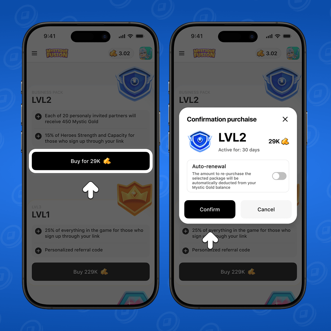 Pilih Paket Bisnis dan klik "Konfirmasi"