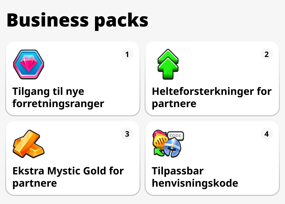 Hva er businesspakker i Mystique Fusion