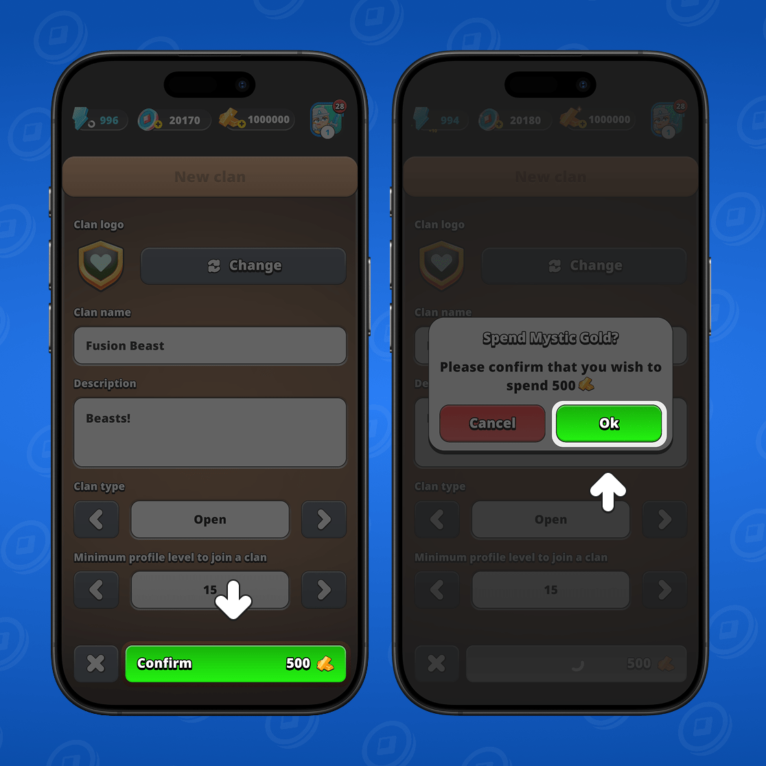 Confirmare creare clan
