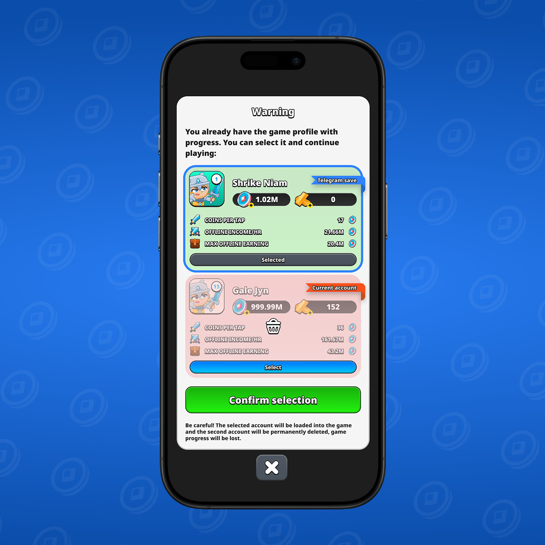 Выбор аккаунта&nbsp;