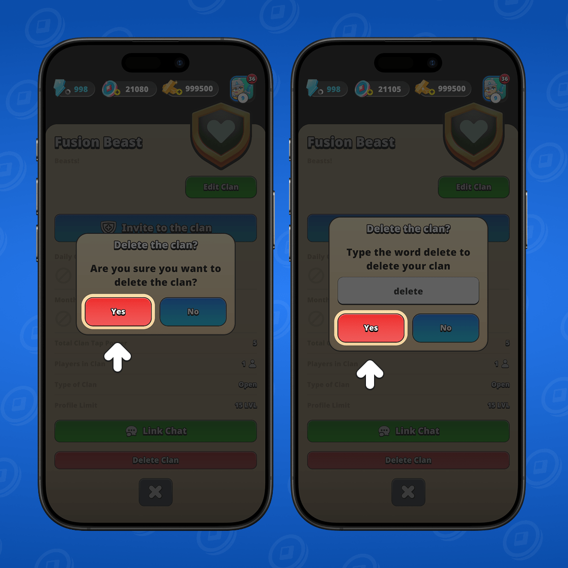 Conferma aggiuntiva per la cancellazione del clan